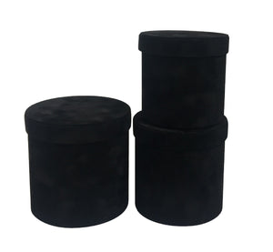 Floral Black Round Velvet Box Set of 3 (S/M/L)