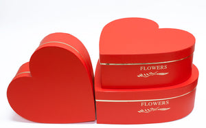 Red Royal Heart Shape Flower Boxes (Set of 3)